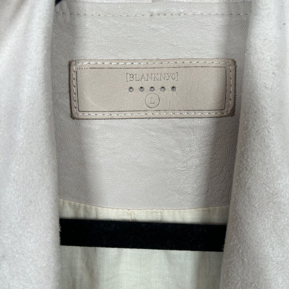 Blank NYC Mixed Media Faux Leather Draped Open Front Cardigan Jacket Size Large - Picture 3 of 8